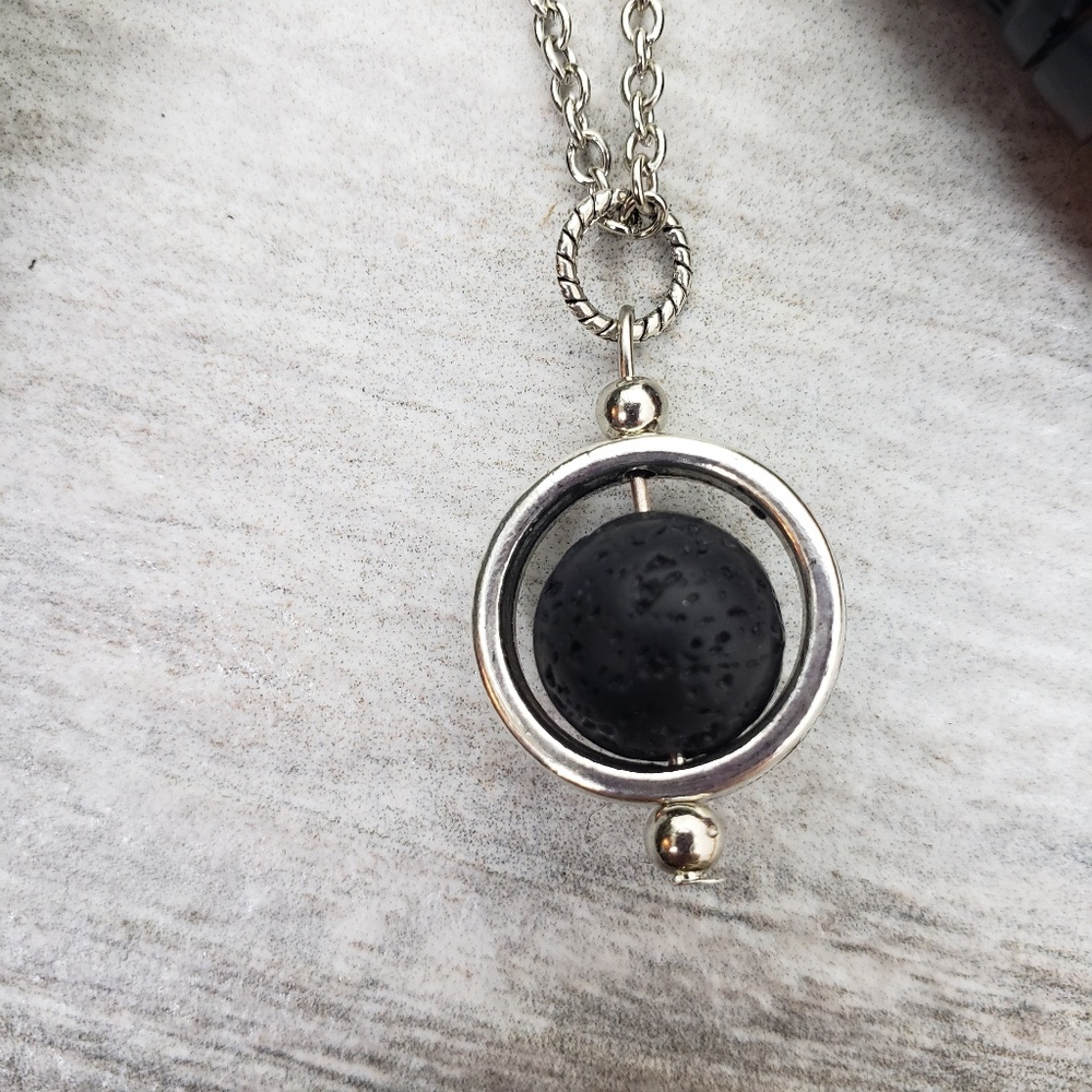 Lava Rock Essential Oil Diffuser Pendant Necklace - Picture 3 of 6